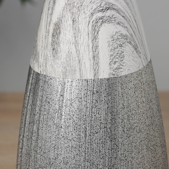 Ваза керамика настольная "Бригэм" бочка, диам.отвер.- 4см, h-24,5х12 см, бело-серый