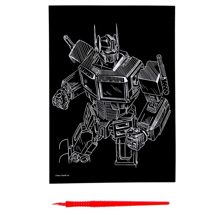 Гравюра &laquo;Робот&raquo; с металлическим эффектом золота, А5