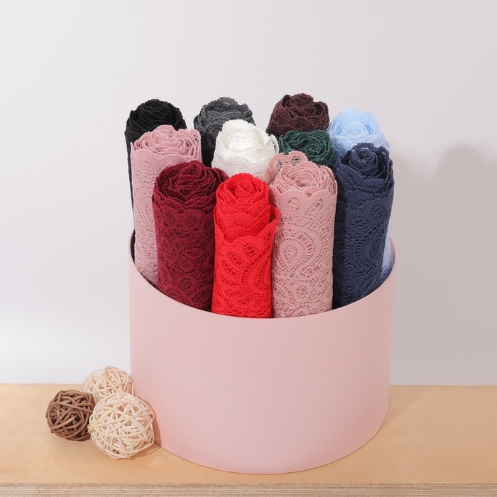 Кружевная эластичная ткань, 190 мм &times; 2,7 &plusmn; 0,5 м, цвет пудровый