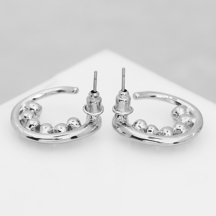 Серьги с жемчугом &laquo;Бусина&raquo; горошина, цвет серебро