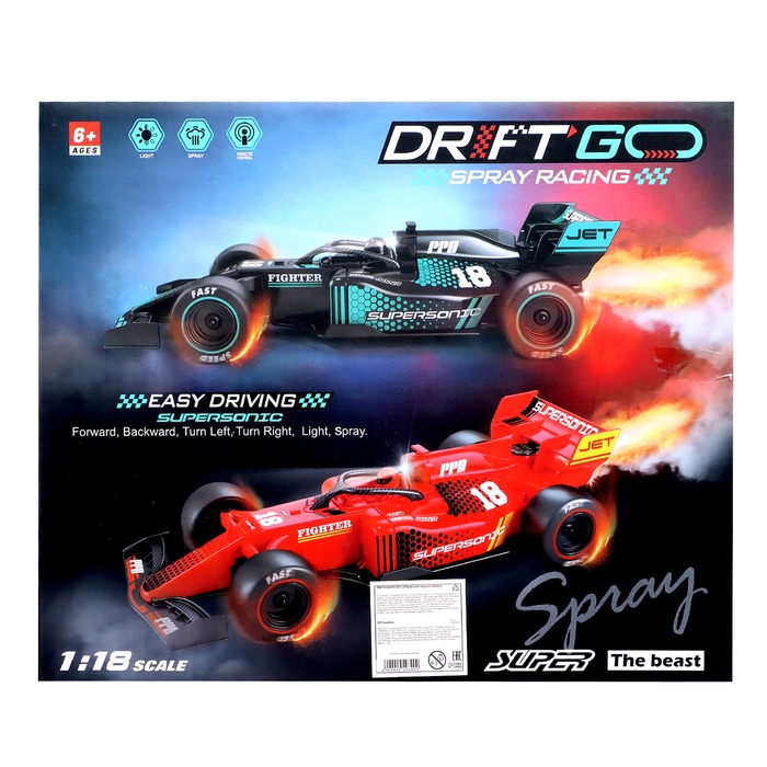 Машина радиоуправляемая &laquo;Формула&raquo;, 1:18, эффект дыма, работает от аккумулятора, цвет черный