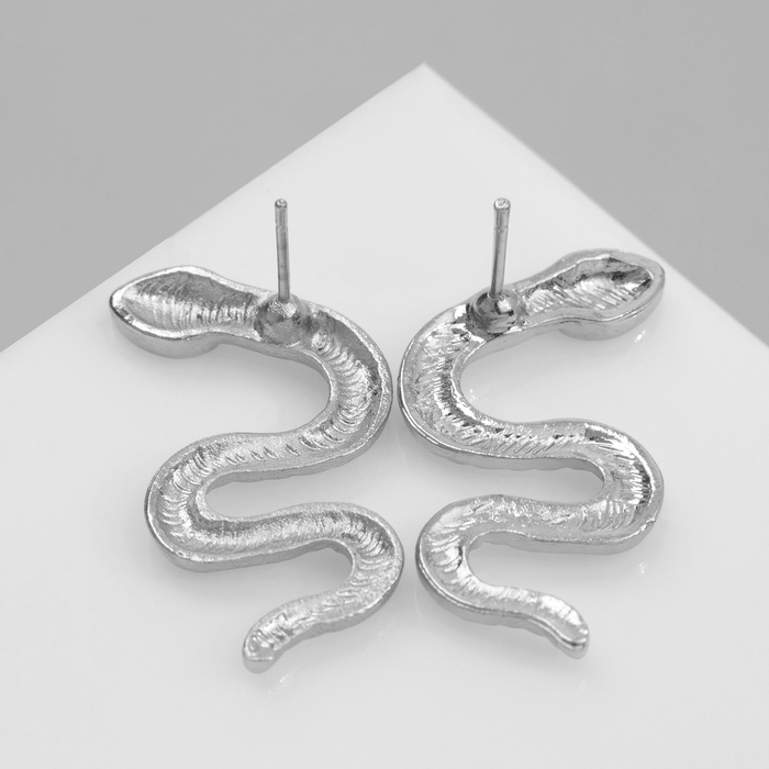 Новый год! Символ года 2025! Серьги металл &laquo;Змея&raquo; искусительница, цвет серебро