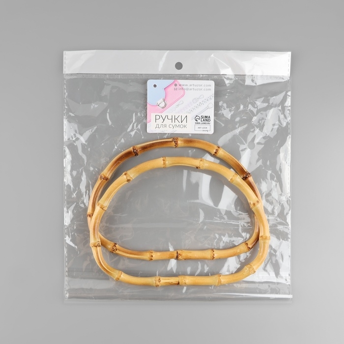 Ручки для сумки, 2 шт, бамбук, 17 &times; 12 см, толщина 0,8 см