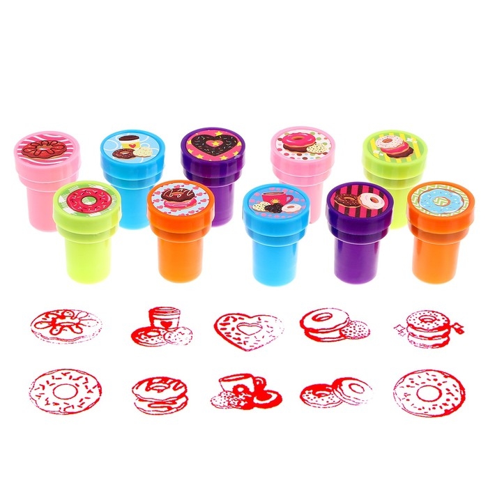 Печать цветная &laquo;Пончики&raquo;, набор 10 шт., МИКС