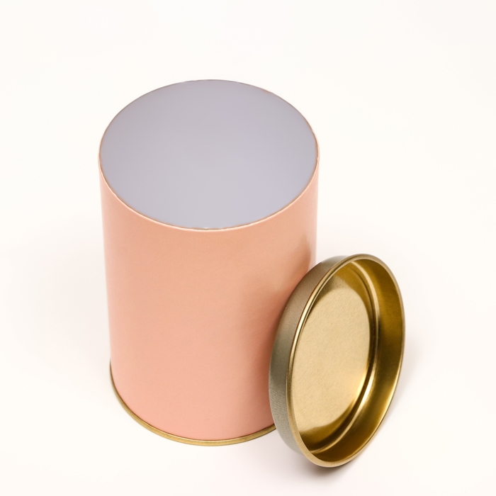 Тубус  73х110 мм (90 мм внутренняя высота), картон, персиковая, металлическая крышка