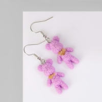 Серьги ассорти &laquo;Радость&raquo; медведи, цвет розовый в серебре