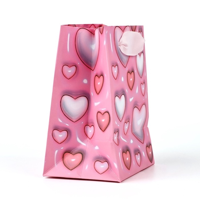 Пакет ламинированный &laquo;Сердца&raquo;, 9 &times; 12 &times; 6,5 см