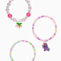 Браслет детский &laquo;Выбражулька&raquo;, 3 шт. набор,единорог, вишня, бусины, цветной