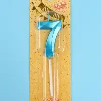 Свеча в торт на шпажке &laquo;Грань&raquo;, цифра 7, голубая, 5 см