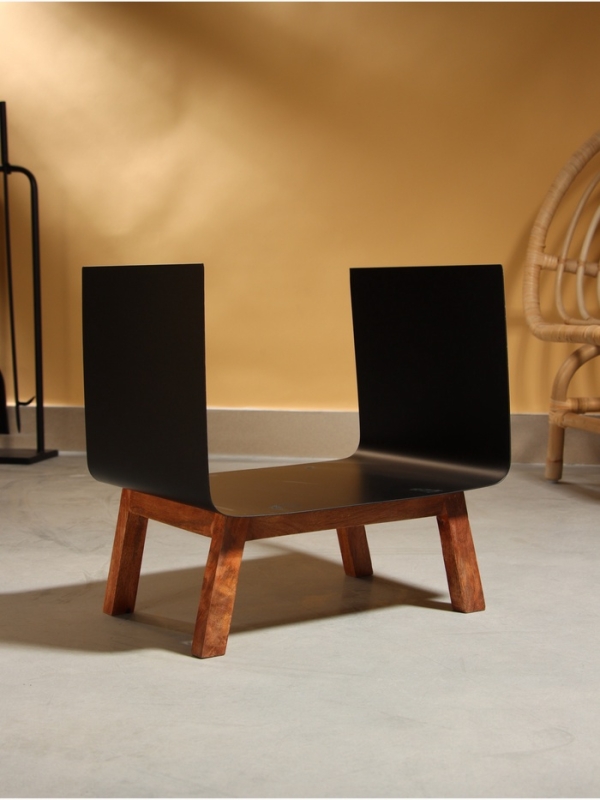 Дровница "Вечерок" сталь, дерево 38х30х40 см