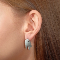 Серьги из полимерной глины &laquo;Акула&raquo;, цвет серый