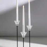 Подсвечник металл, стекло "Нил" d=2 и 4 см набор 3 шт  прозрачный 7х7х18 7х7х23 7х7х28 см