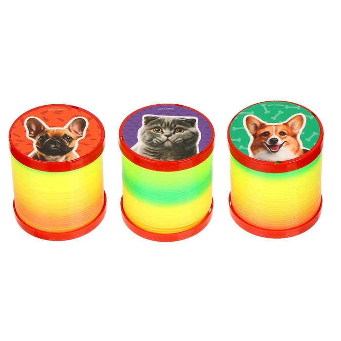 Пружинка - радуга &laquo;Котики-собачки&raquo; d.-5см, в шоубоксе, МИКС