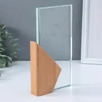 Стела наградная стекло, дерево "Геометрия" верх 23х11,5 см низ 15х9,3 см 3,5х13х23 см