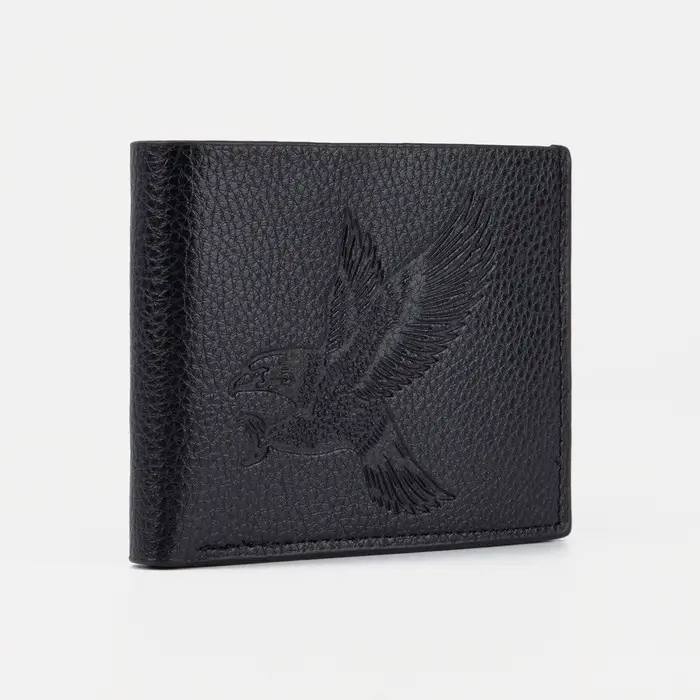 Портмоне мужское без застёжки, отдел для купюр, монет и карт, цвет чёрный