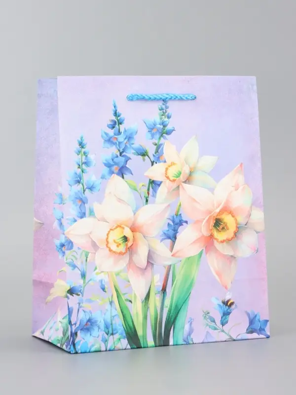 Пакет подарочный ламинированный, "Фиолетовое чудо" 18 х 22,3 х 10 см