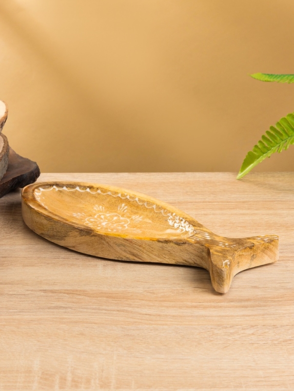 Блюдо в форме рыбки "Пряник" дерево манго 25,5х10х2 см