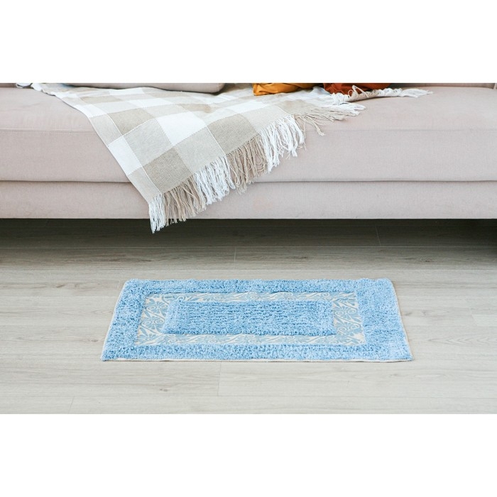 Коврик для дома Доляна &laquo;Вензель&raquo;, 50&times;80 см, цвет голубой