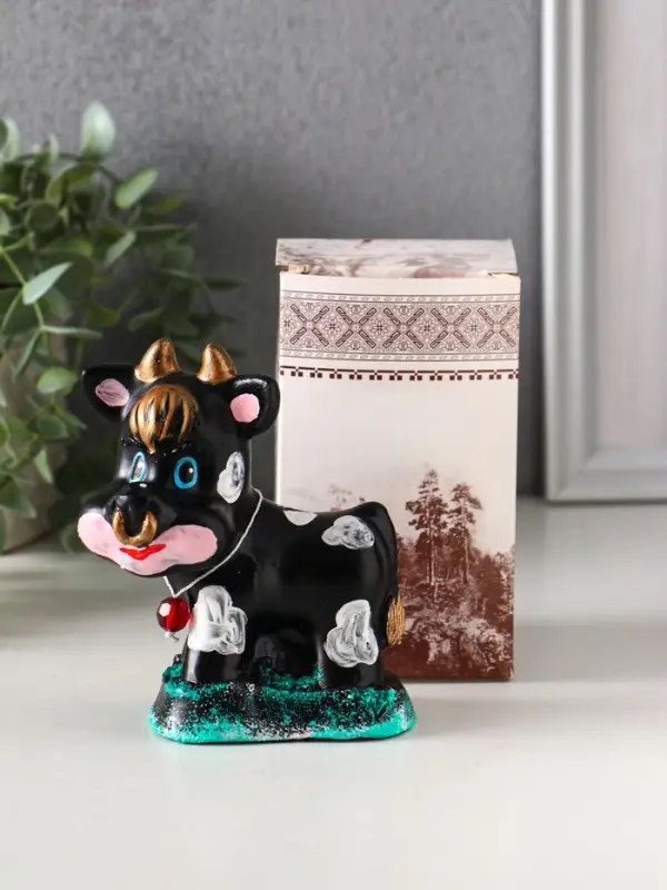 Копилка "Бычок" 11,5х10х6,5 см, чёрный