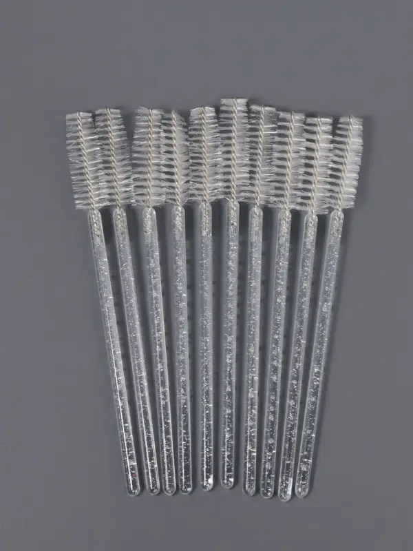 Щёточки для бровей и ресниц, набор - 10 шт., 9.5 см, прозрачная