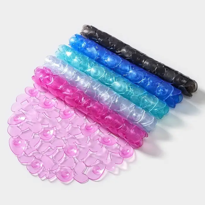 Коврик противоскользящий в ванну на присосках Доляна &laquo;Крупная галька&raquo;, 35&times;65 см, цвет МИКС