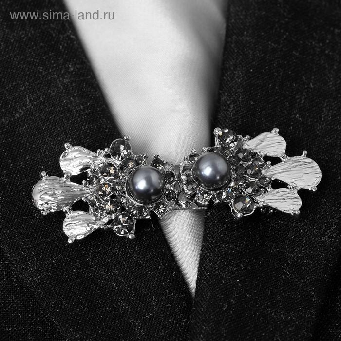 Зажим для кардигана &laquo;Барокко&raquo;, цвет серый в серебре