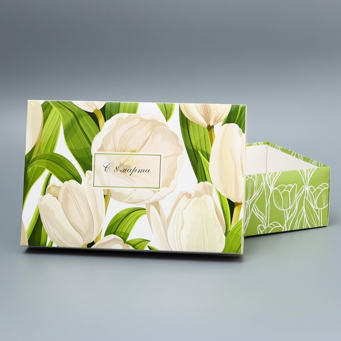 Коробка складная, крышка-дно, "С 8 марта", 30 х 20 х 9 см без окна