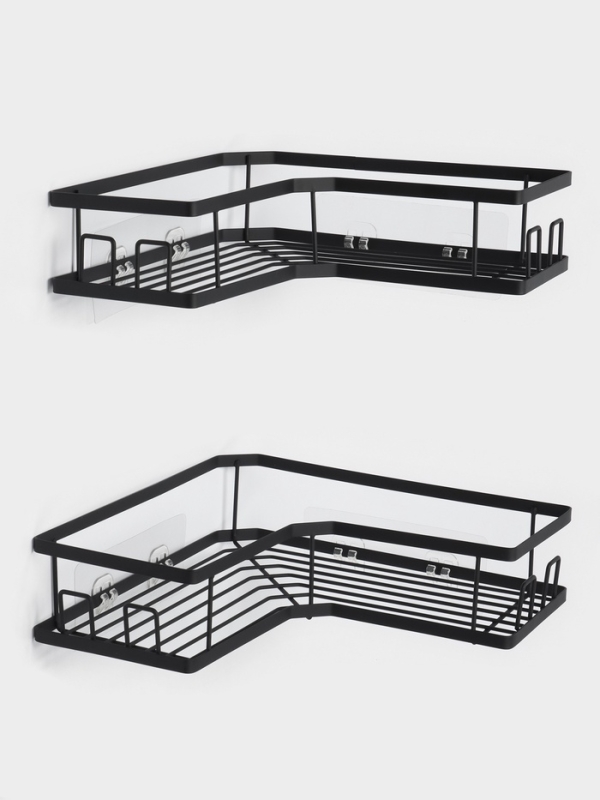 Набор угловых полок для ванной, 2 шт, цвет черный