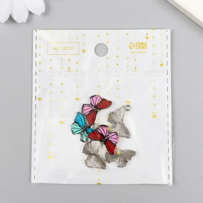 Декор для творчества металл "Яркая бабочка" эмаль МИКС 1,4х1,9 см