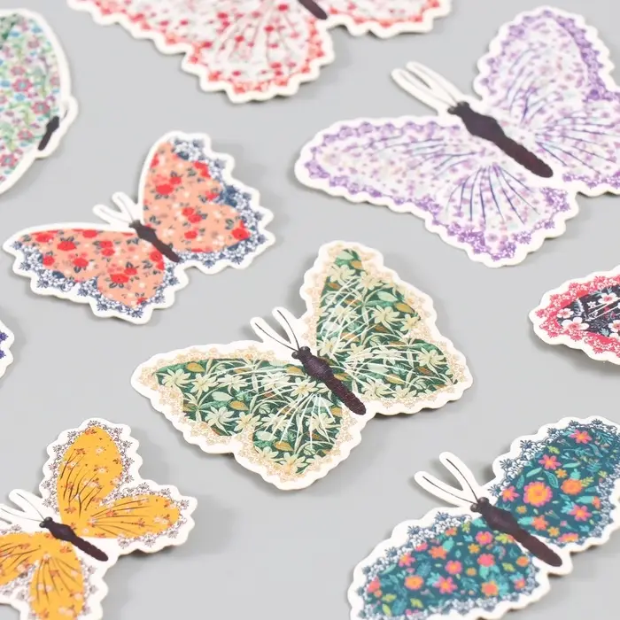 Бабочки картон "Цветочки. Ситец" набор 12 шт h=4-10 см