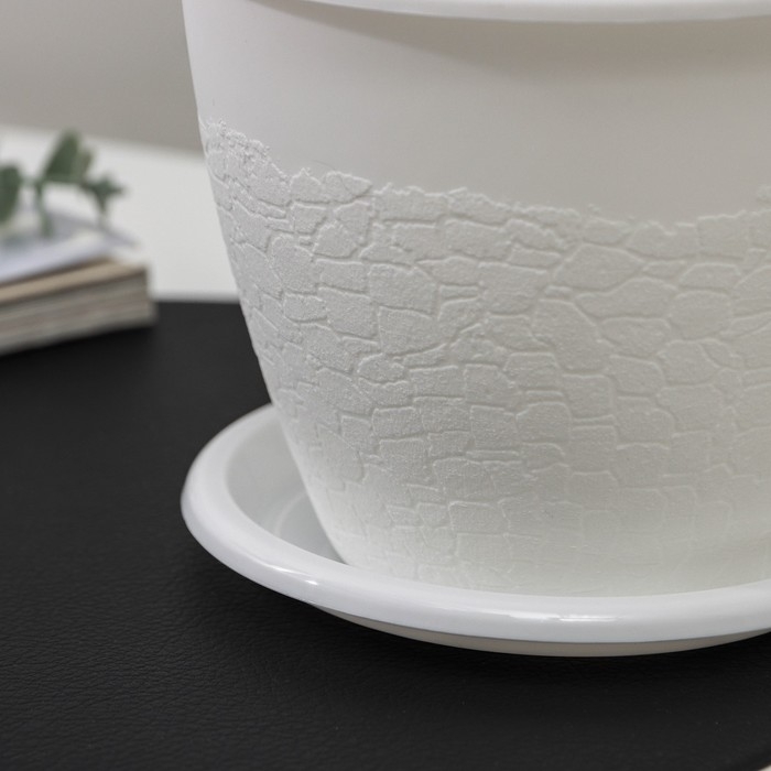 Горшок с поддоном &laquo;Розалия&raquo;, 1,2 л, белый