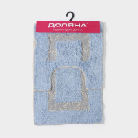 Коврики для ванной и туалета Доляна &laquo;Вензель&raquo;, 2 шт: 40&times;40, 40&times;60 см, цвет голубой