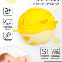 Прорезыватель силиконовый для зубов с погремушкой Крошка Я &laquo;Рыбка&raquo;, в кейсе, желтый