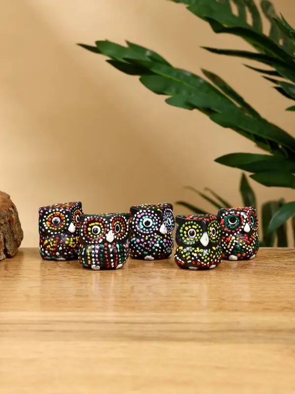 Набор сувенирный "Совушки" дерево Албезия (5 штук), 3 см