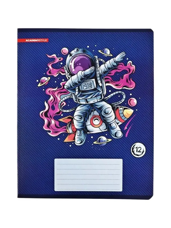 Тетрадь 12 листов, в линейку &laquo;Космическое приключение&raquo;, мелованный картон, МИКС