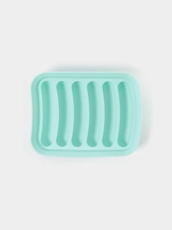 Форма для выпечки и приготовления сосисок Доляна, 6 ячеек, с крышкой, 17.5&times;13.5,2.8 см, силикон, бирюзовый