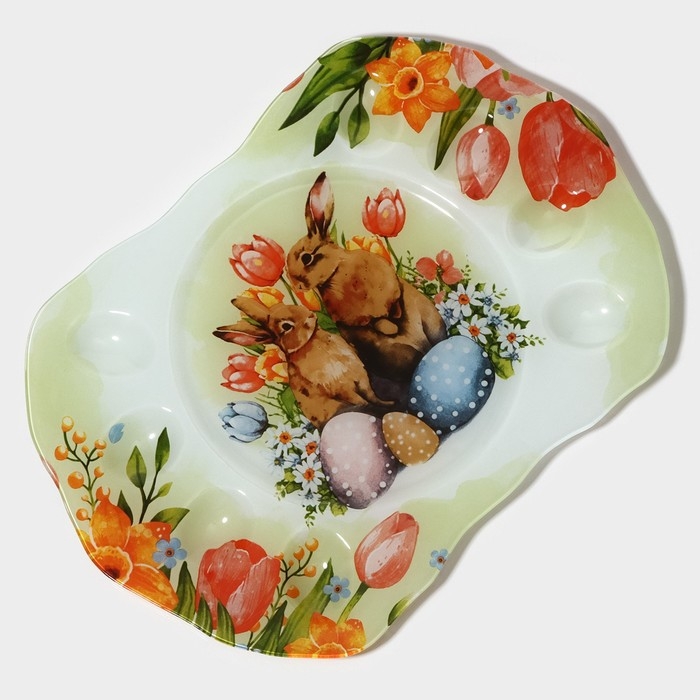 Подставка стеклянная для яиц Доляна &laquo;Акварель&raquo;, 8 ячеек, 38&times;27 см