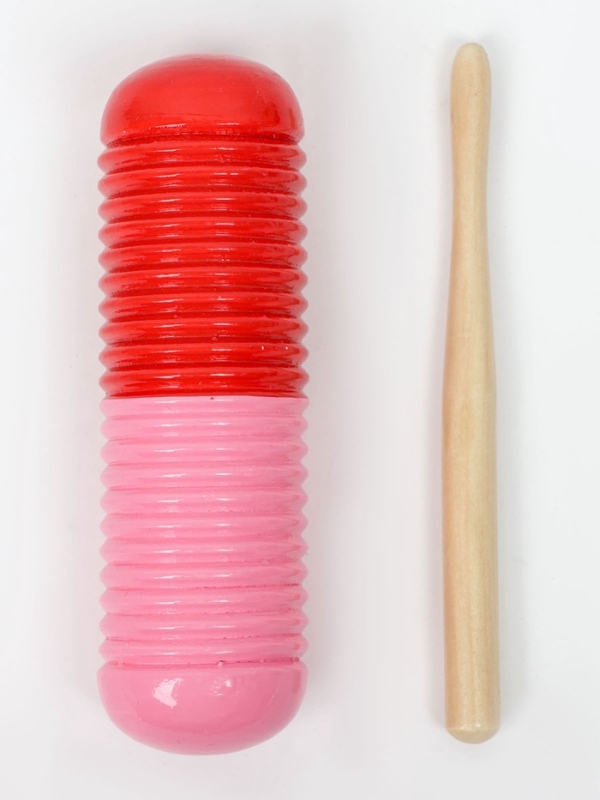 Музыкальный инструмент Гуиро Music Life трещотка, 14 х 4,5 см, розовый с красным