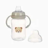 Новогодний поильник - непроливайка &laquo;Baby Bear&raquo; с силиконовым носиком, 270 мл., цвет бежевый Mum&Baby