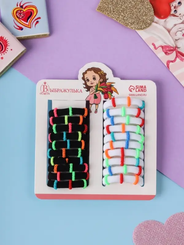 Резинки для волос &laquo;Аделия&raquo;, набор 20 шт., колечки, 3 см, чёрно-белые