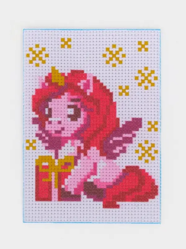 Вышивка крестиком для детей &laquo;Единорожка с подарком&raquo;, набор для творчества, 14&times;10 см