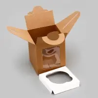 Коробка для 1 капкейка, крафт, 9.2&times;9.2&times;11.1 см