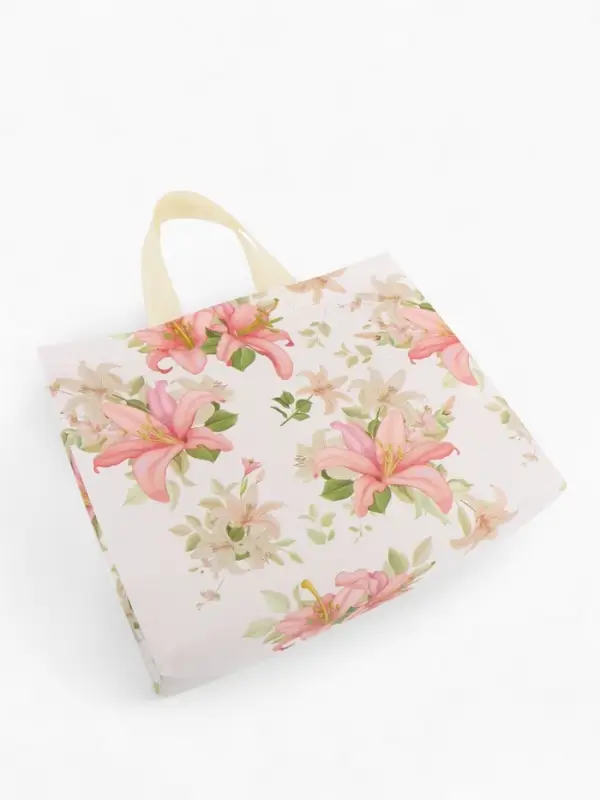 Сумка для покупок Цветы, 32*10*26. отд без молнии,  белый