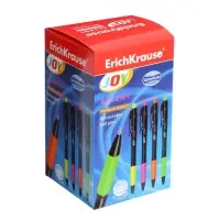 Ручка шариковая автоматическая ErichKrause JOY Accent, Ultra Glide, узел 0,7 мм, резиновый упор, супер-мягкое письмо, цвет чернил синий, МИКС