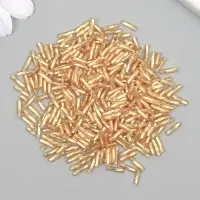 Бисер стекло 2х6 мм "Спиральные трубочки. Золотистый" 10 гр &asymp;300 шт