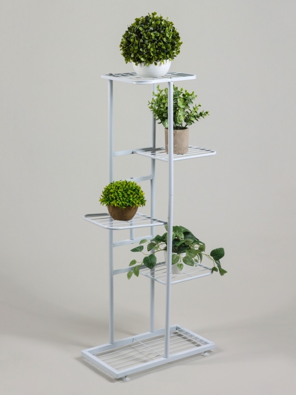 Подставка для цветов Greengo, 5 полок, 44 &times; 22 &times; 95 см, напольная, металл, белая