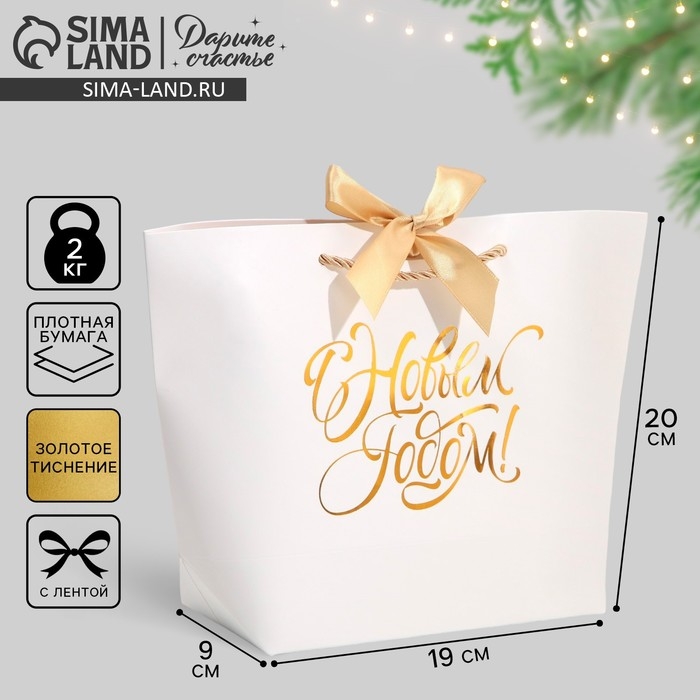 Пакет подарочный новогодний &laquo;White Snow&raquo;, 19 х 20 х 9 см, Новый год