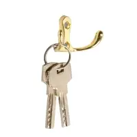 Крючок мебельный ТУНДРА TKd=005, двухрожковый, золото, 5 шт.