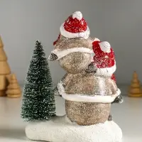 Сувенир керамика свет "Два снеговичка у ёлочки" 12х7,5х15,5 см