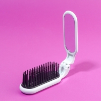 Расчёска массажная, складная, с зеркалом, 3 &times; 10 см, цвет белый